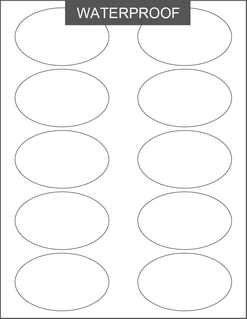 Sheet Labels - Waterproof Oval Large 1 Sheet Labels - Waterproof Oval Large